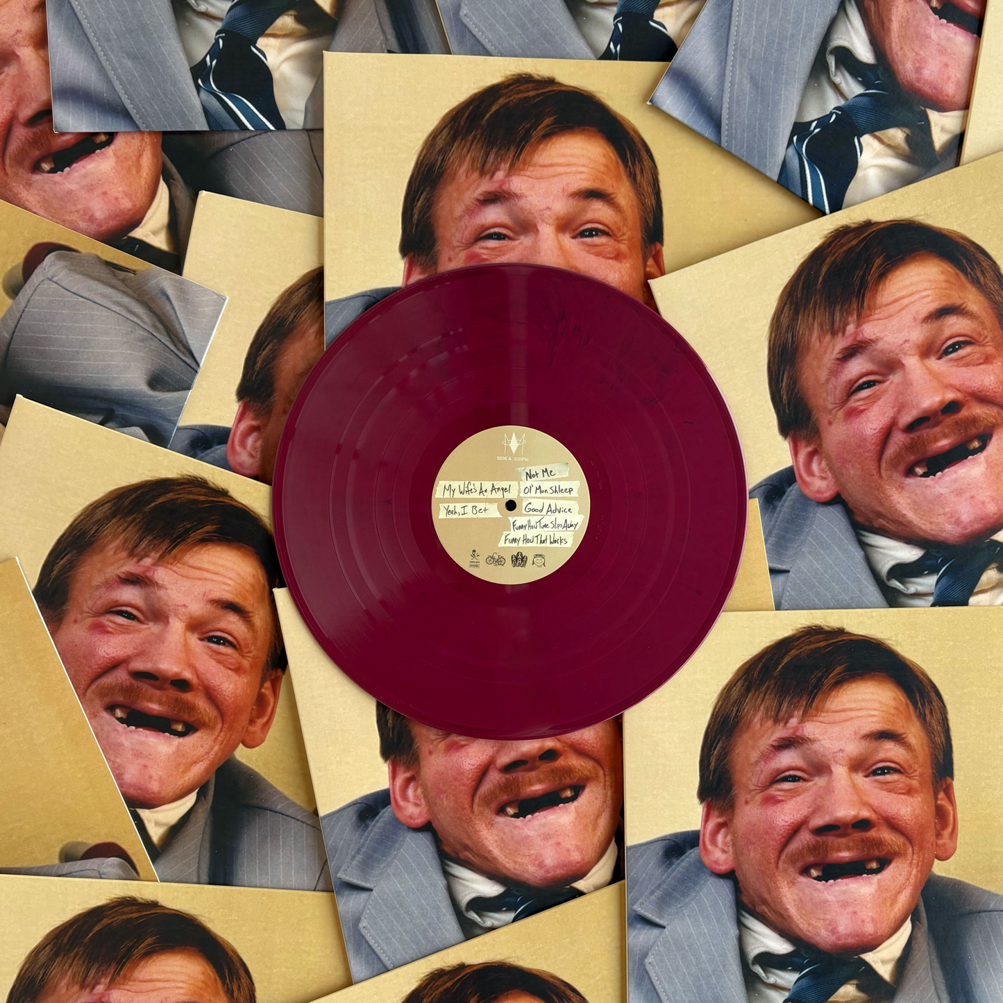 12" maroon vinyl record made for an independent band by Hellbender Vinyl