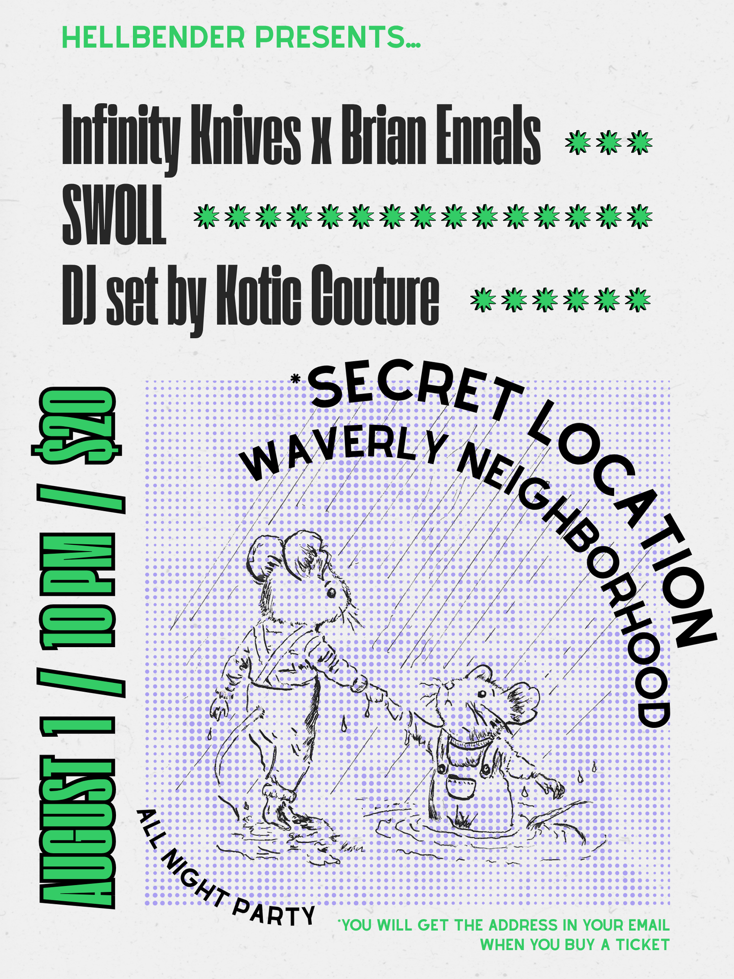 A show poster for a show happening Aug 5 in Baltimore